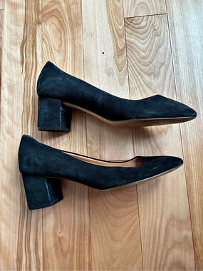 J.Crew Pointed-Toe Block Heel Pumps in Black